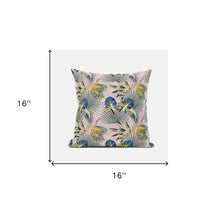 16” Blue Gold Tropical Zippered Suede Throw Pillow