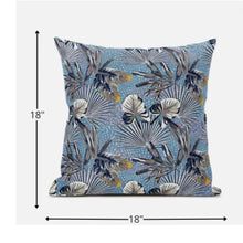 18” Gray Blue Tropical Zippered Suede Throw Pillow