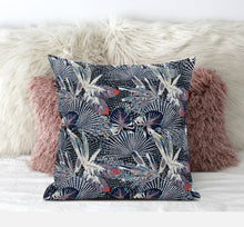 16” Purple Indigo Tropical Zippered Suede Throw Pillow