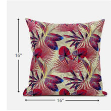 16” Pink Yellow Tropical Zippered Suede Throw Pillow