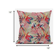 Cojín de gamuza tropical rojo dorado con cremallera de 18 