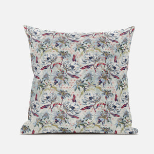 Cojín de gamuza con cremallera de rosas de color verde claro y gris de 16 "