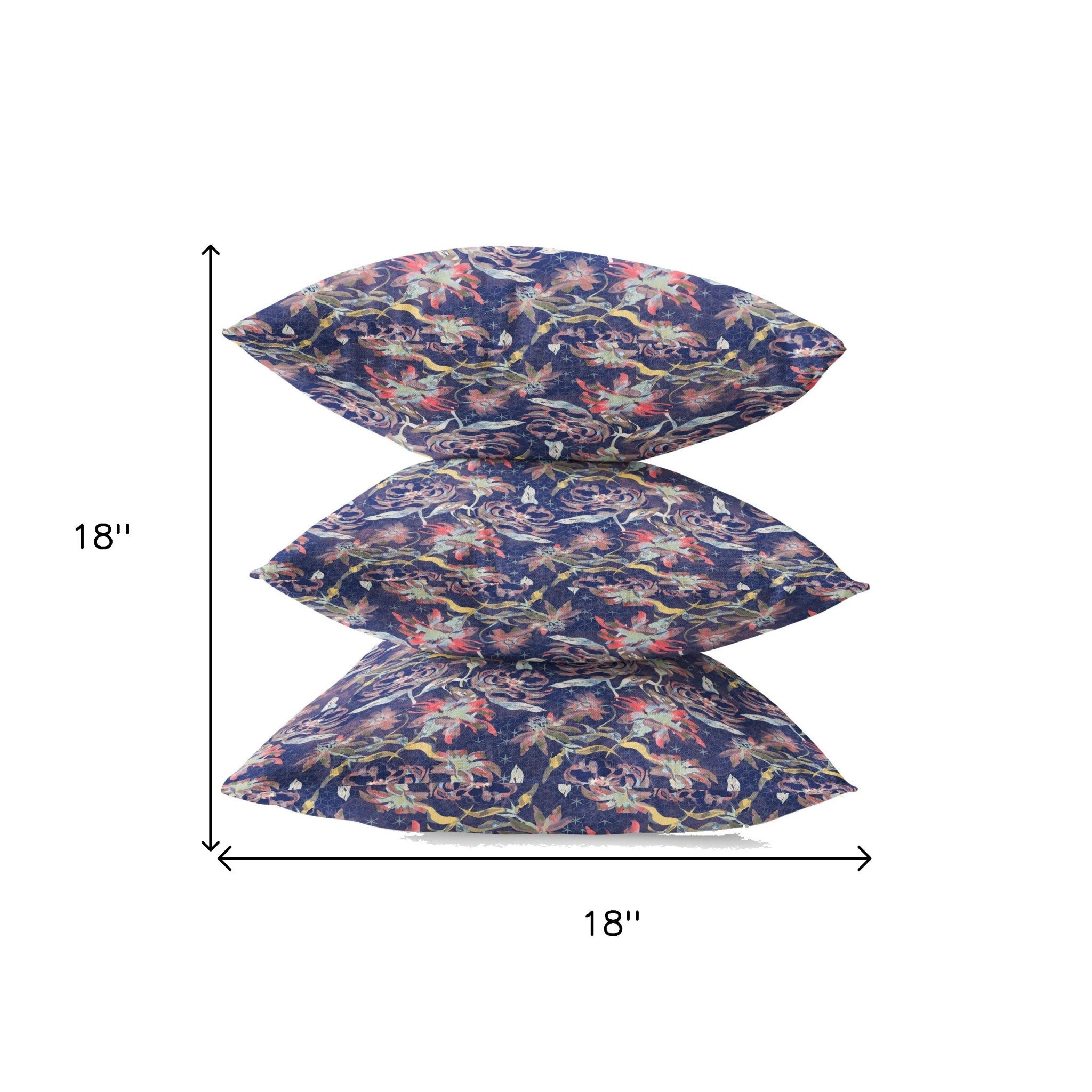 18" Midnight Blue Roses Zippered Suede Throw Pillow