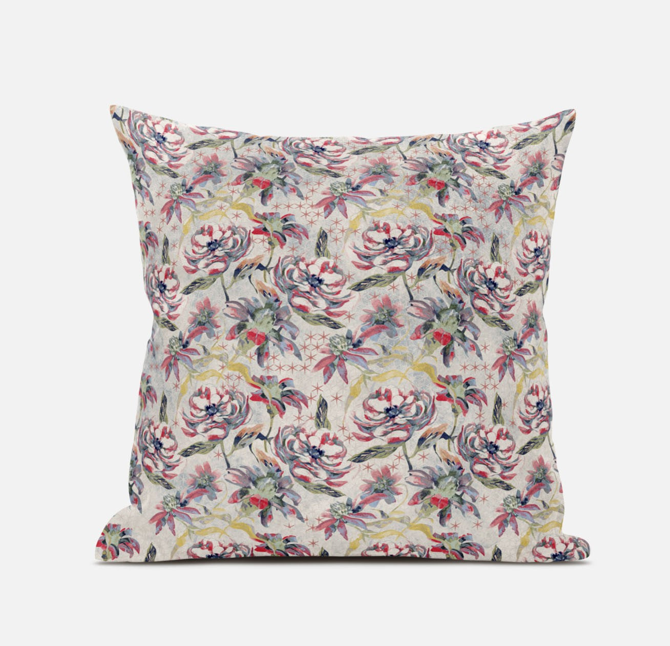 16" Pink Yellow Roses Zippered Suede Throw Pillow