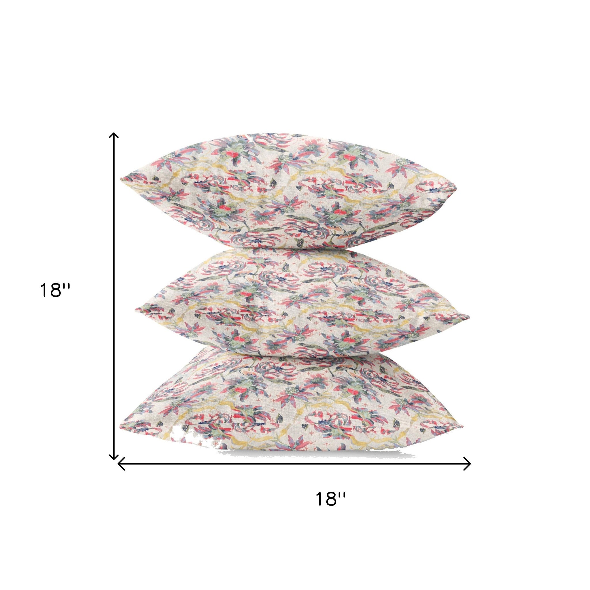 18" Pink Yellow Roses Zippered Suede Throw Pillow