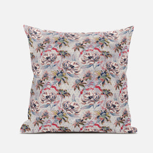 16" Lavender Pink Roses Zippered Suede Throw Pillow