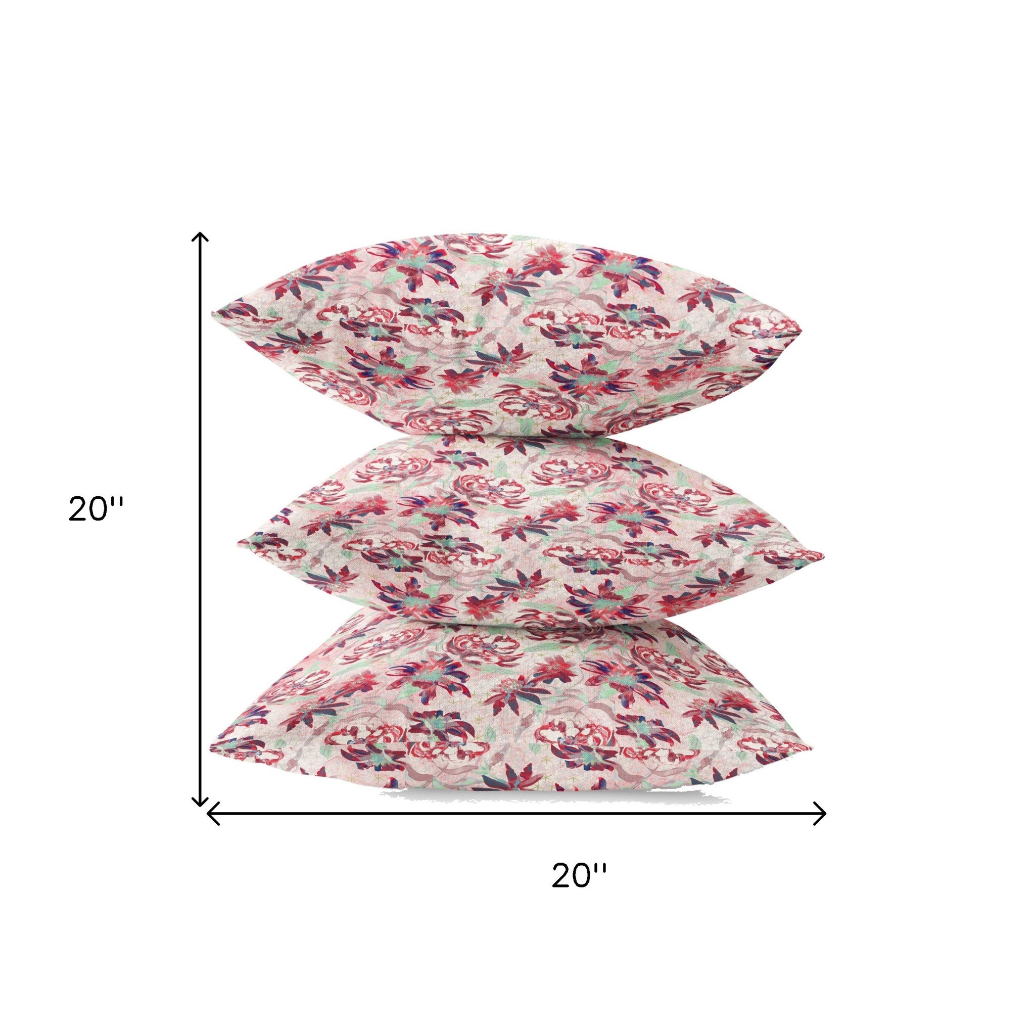 18" Red White Roses Zippered Suede Throw Pillow