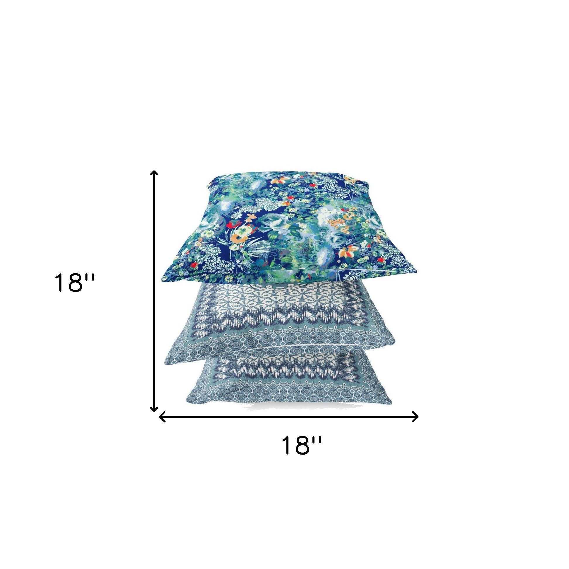 18" Blue Turquoise Springtime Zippered Suede Throw Pillow