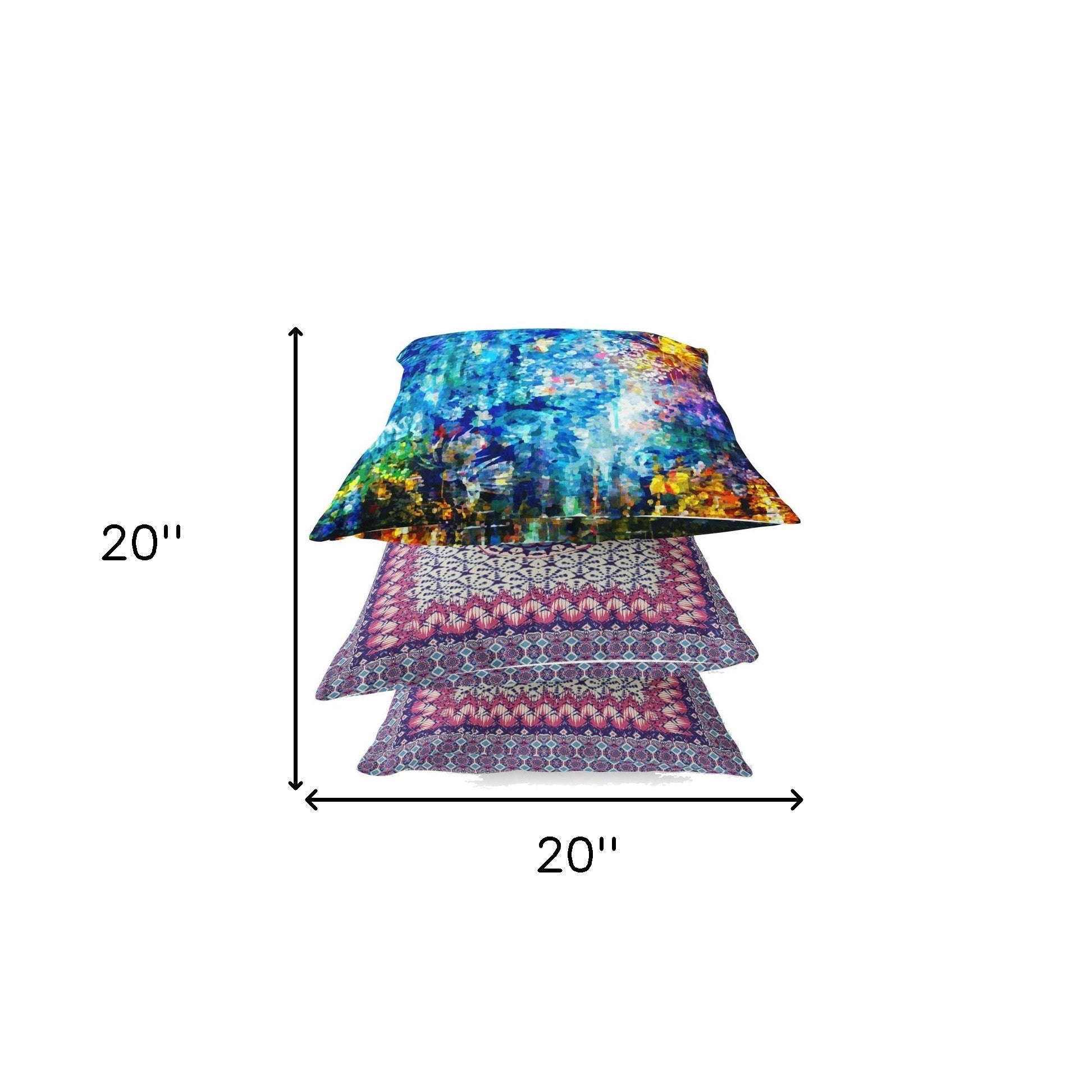 18" Bright Blue Yellow Springtime Zippered Suede Throw Pillow