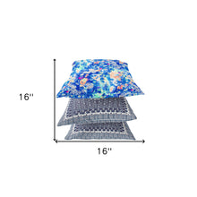 Cojín de gamuza con cremallera de primavera azul brillante de 16