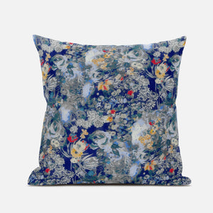 16" Blue Gray Springtime Zippered Suede Throw Pillow