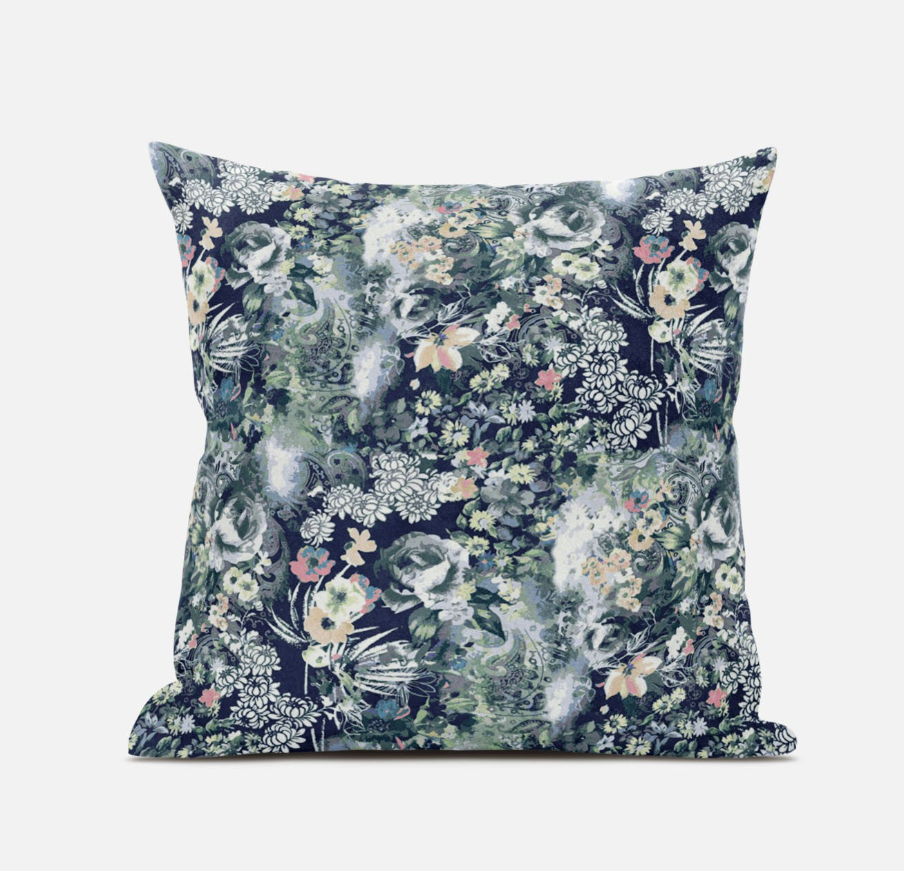 18" Gray Indigo Springtime Zippered Suede Throw Pillow