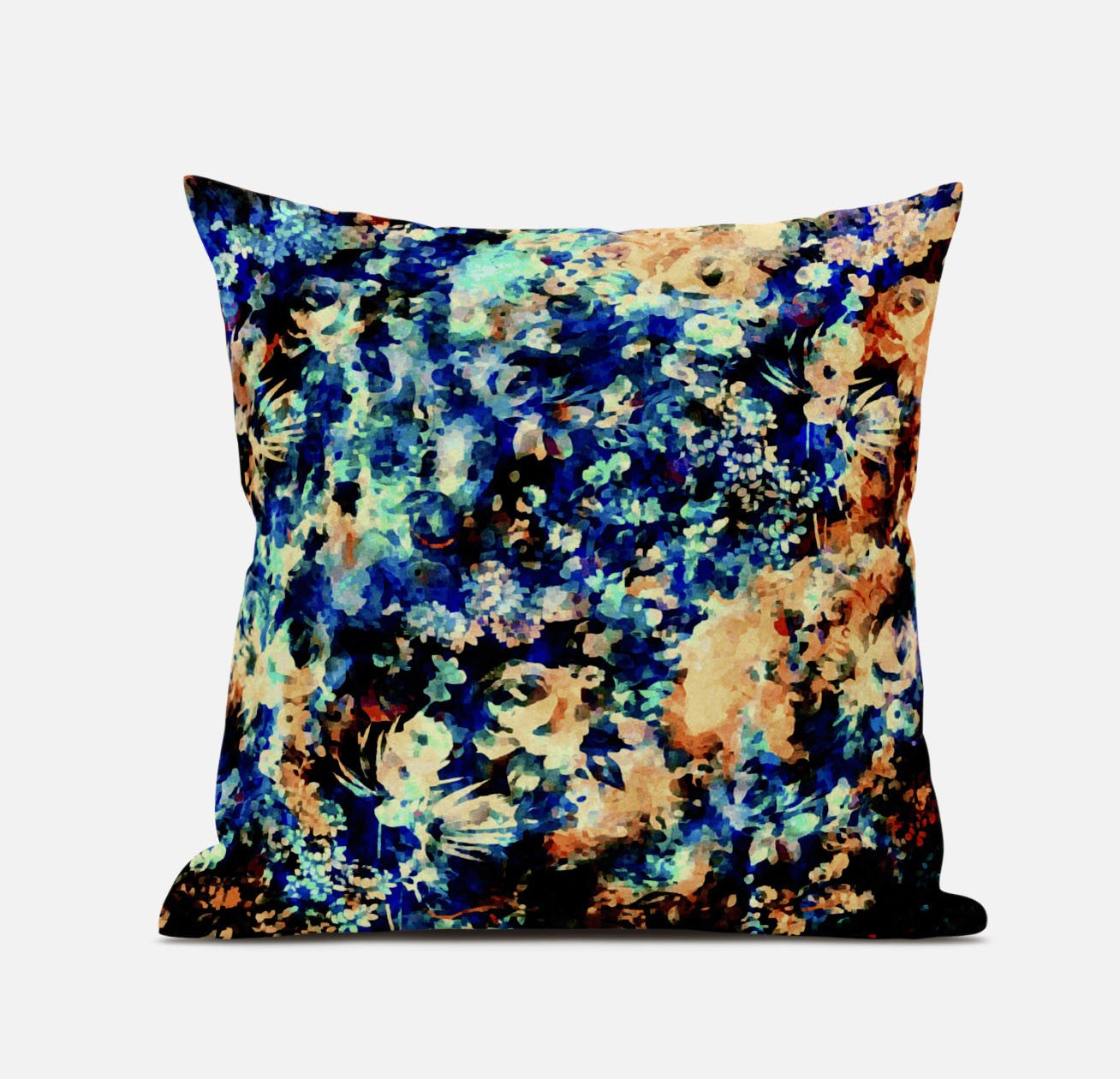 18 英寸橙色藍色春季拉鍊絨面革抱枕