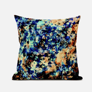 18" Orange Blue Springtime Zippered Suede Throw Pillow