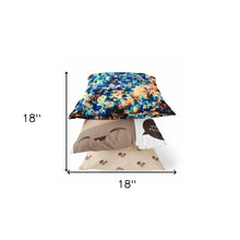 18 英寸橙色藍色春季拉鍊絨面革抱枕