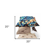 18 英寸橙色藍色春季拉鍊絨面革抱枕