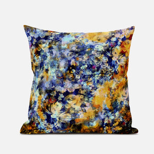 16" Orange Indigo Springtime Zippered Suede Throw Pillow