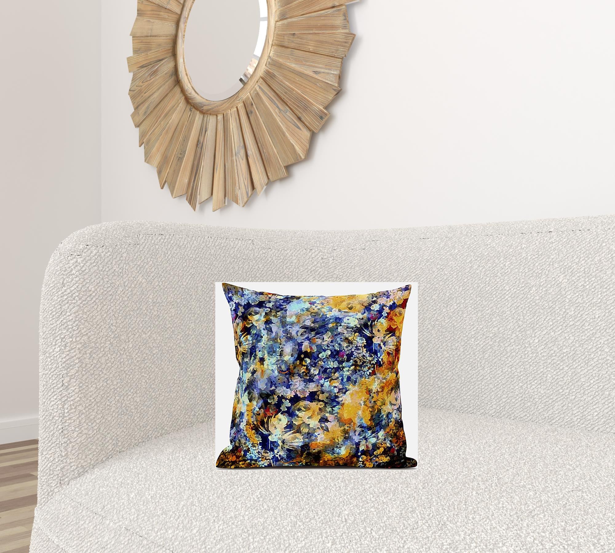 16 英寸橙色靛藍春季拉鍊絨面革抱枕