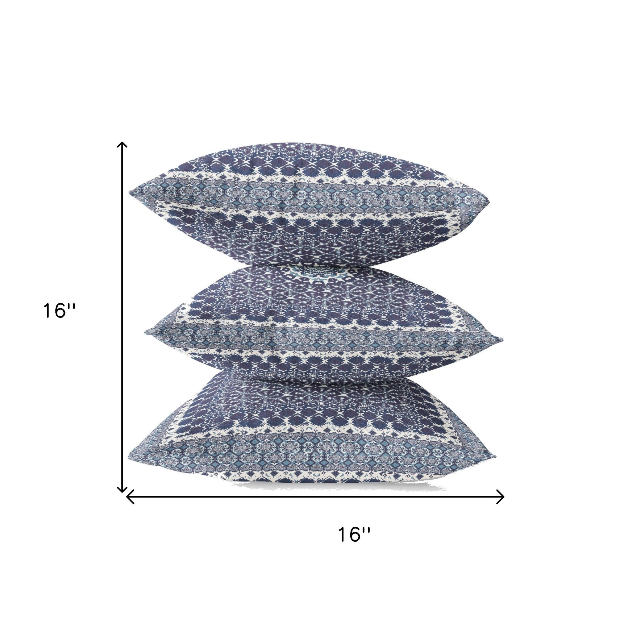 16” Indigo Blue Holy Floral Zippered Suede Throw Pillow