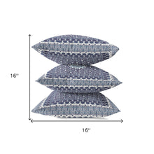 16” Indigo Blue Holy Floral Zippered Suede Throw Pillow