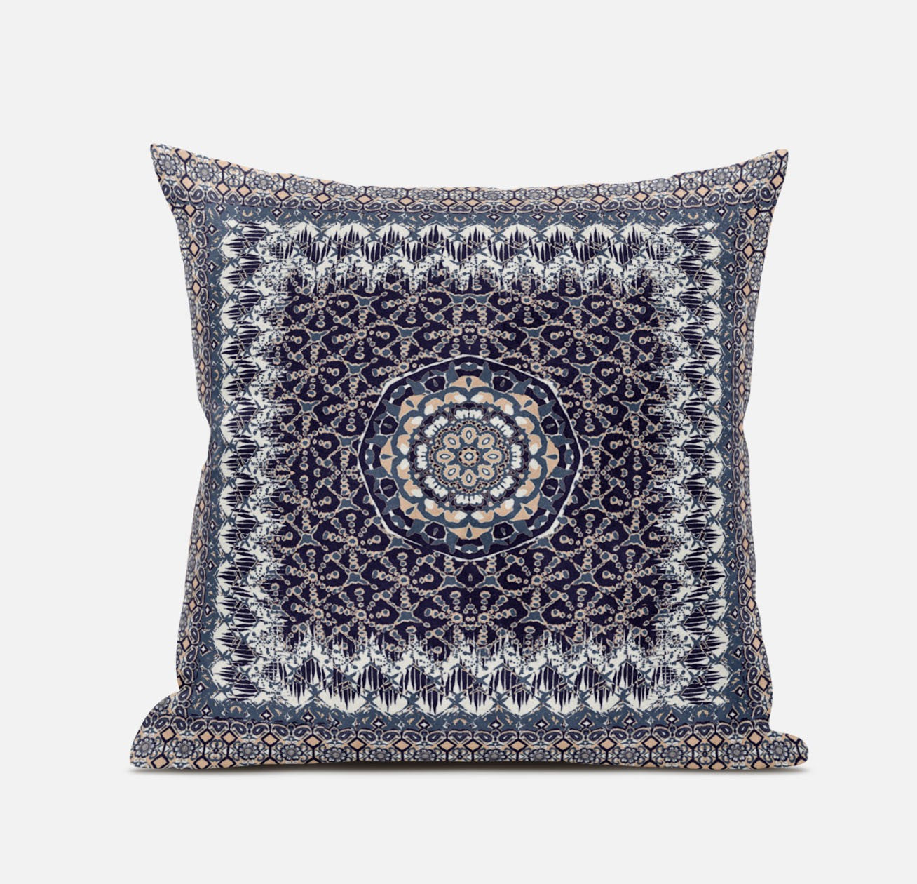 Cojín de gamuza con cremallera floral gris melocotón de 16 "