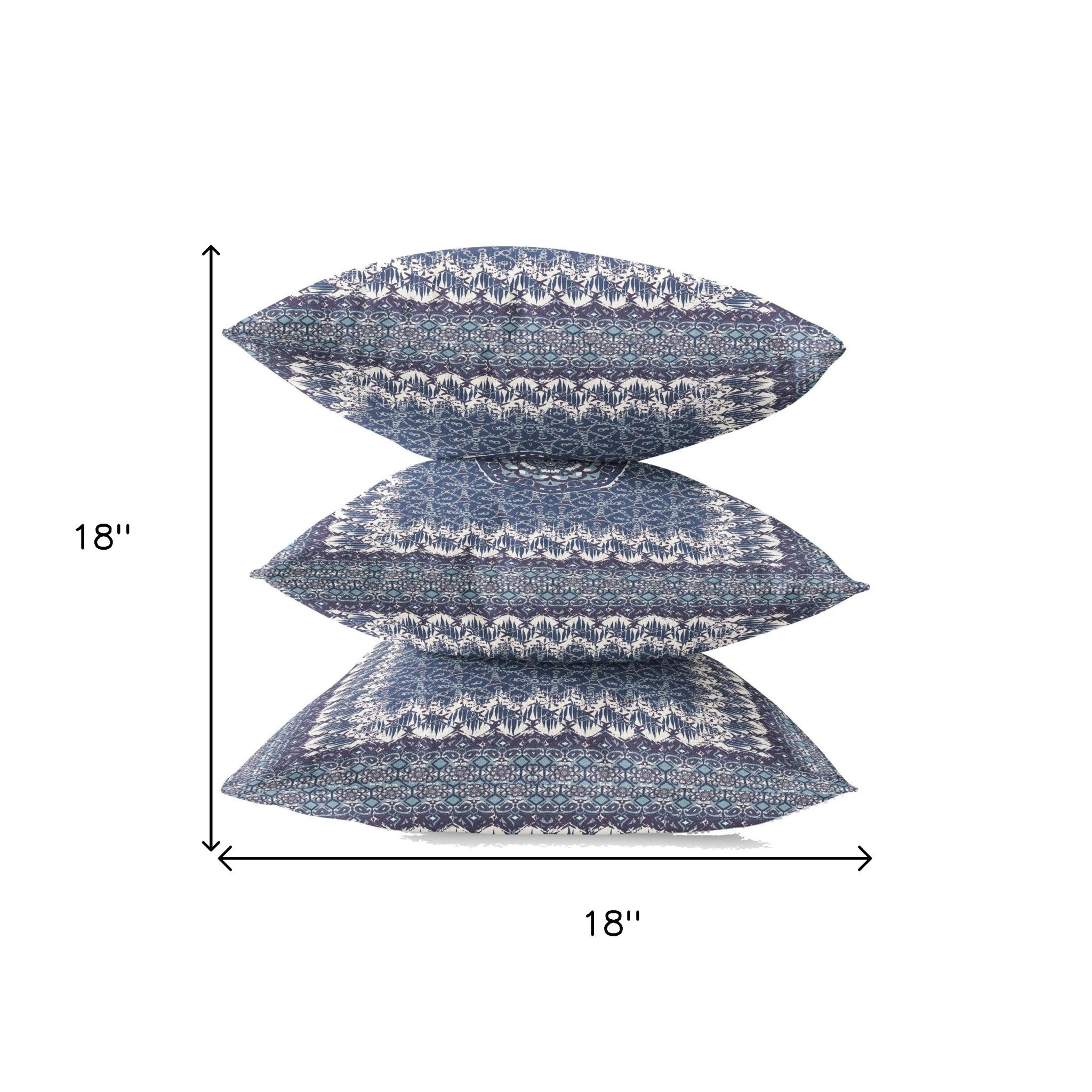 18 英寸靛藍白色聖花拉鍊絨面革抱枕