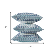 18” Blue White Holy Floral Zippered Suede Throw Pillow