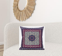 18” Magenta Indigo Holy Floral Zippered Suede Throw Pillow