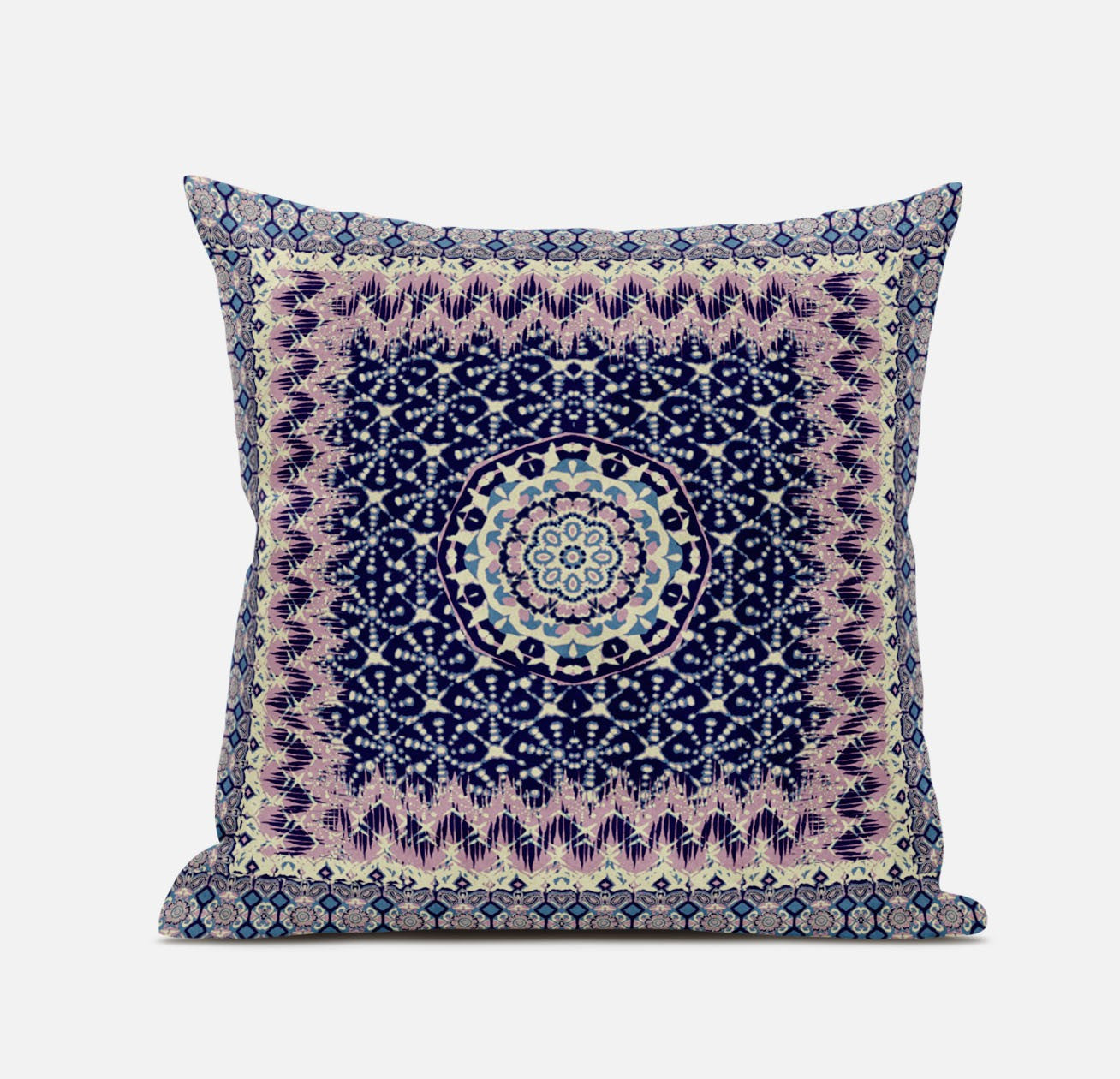 18” Pink Indigo Holy Floral Zippered Suede Throw Pillow