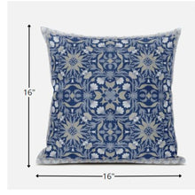 16” Blue Gray Paisley Zippered Suede Throw Pillow