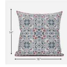 16” Pink Gray Paisley Zippered Suede Throw Pillow