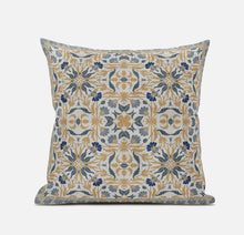 16” Gray Orange Paisley Zippered Suede Throw Pillow