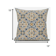 18” Gray Orange Paisley Zippered Suede Throw Pillow