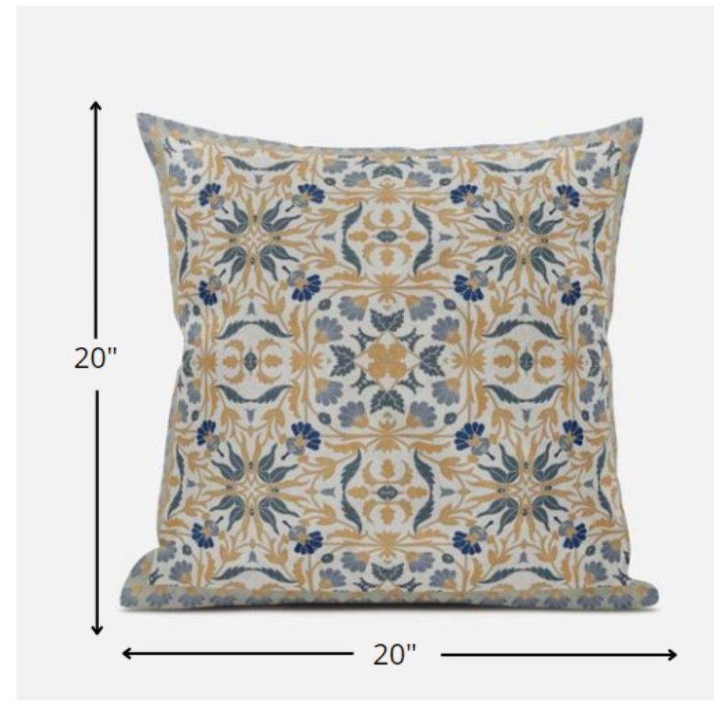 18” Gray Orange Paisley Zippered Suede Throw Pillow