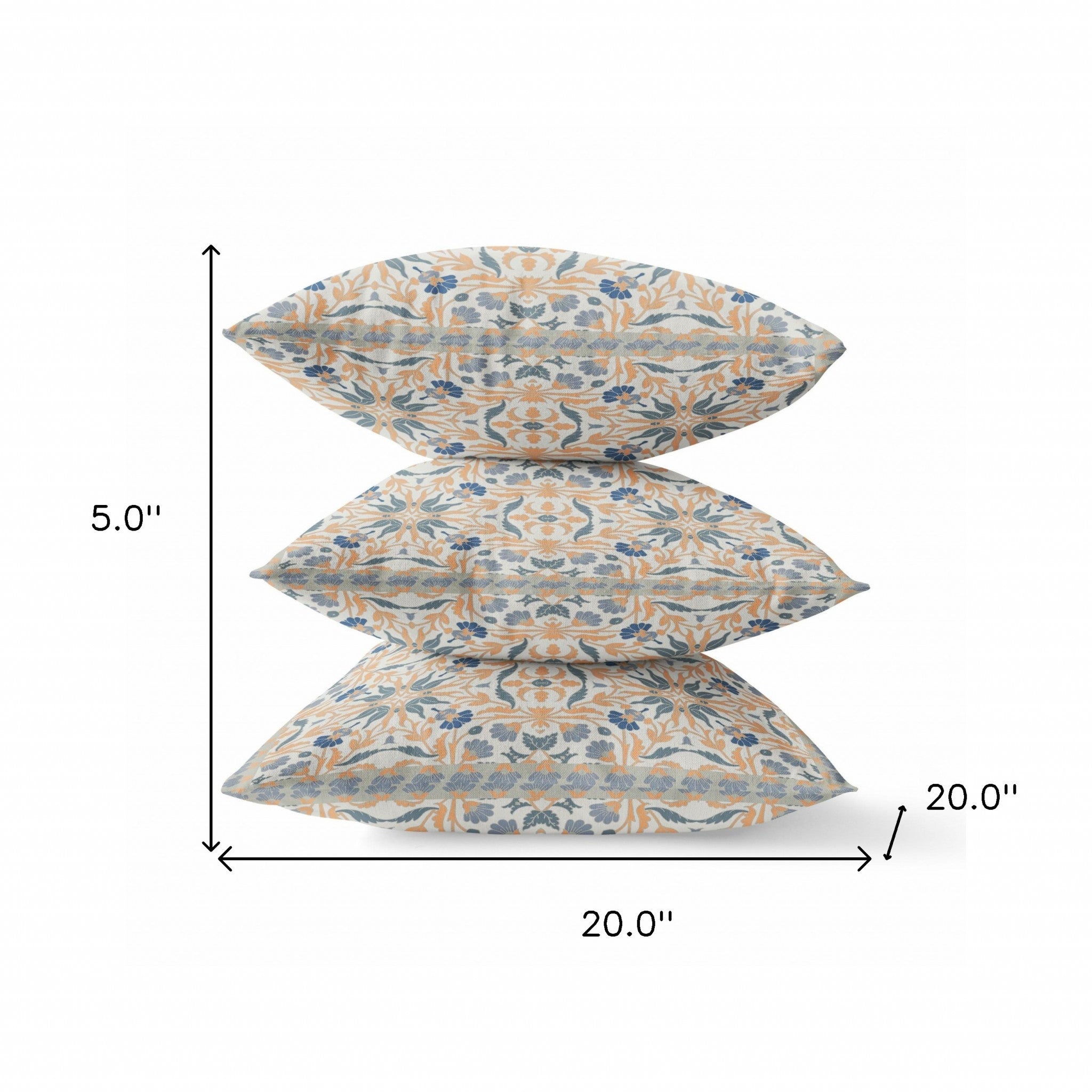 18” Gray Orange Paisley Zippered Suede Throw Pillow