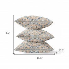 18” Gray Orange Paisley Zippered Suede Throw Pillow