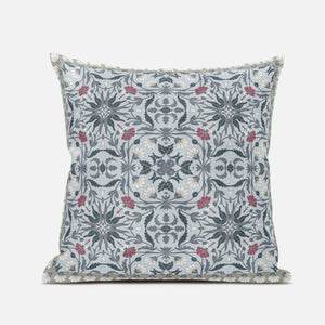 18” Powder Blue Paisley Zippered Suede Throw Pillow