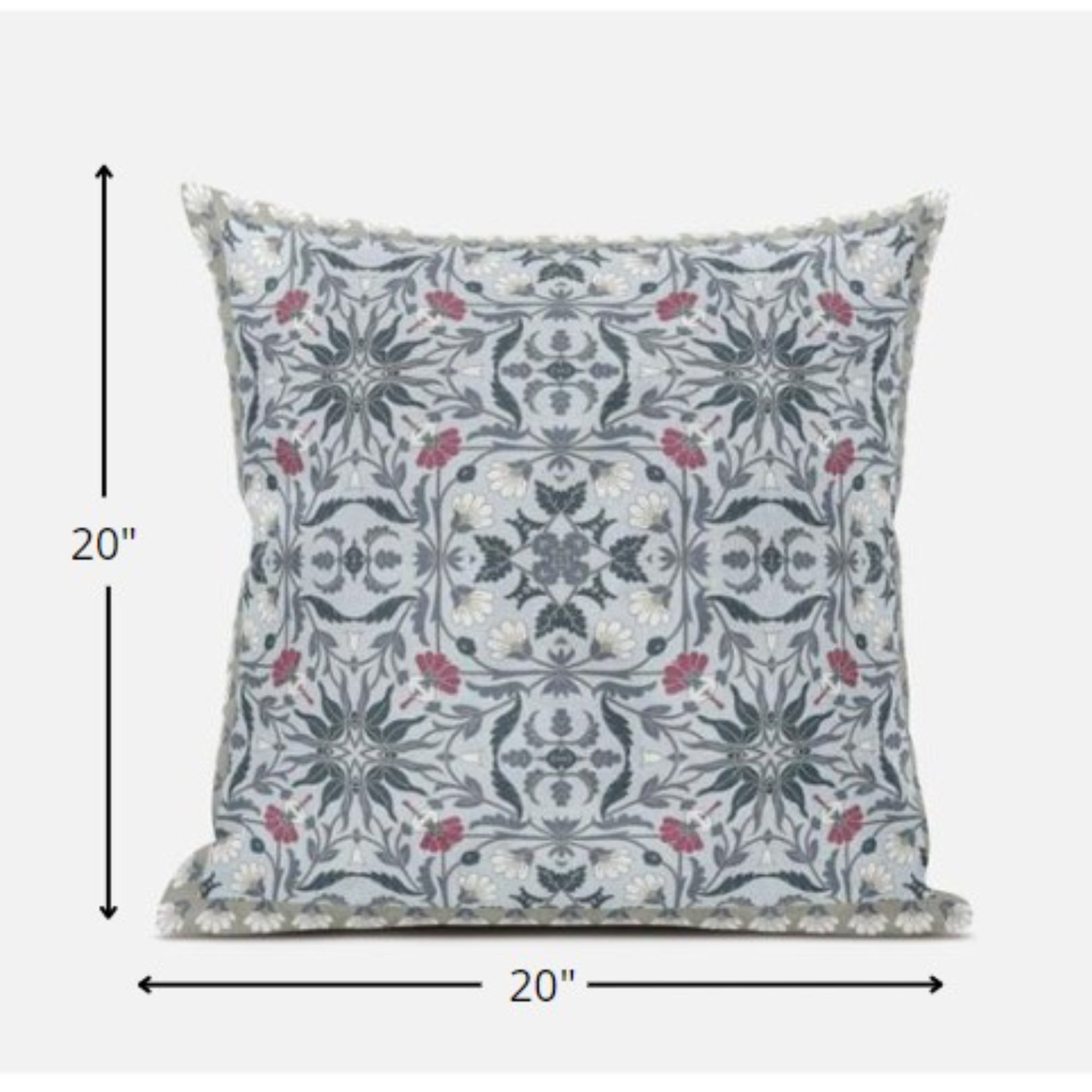 18” Powder Blue Paisley Zippered Suede Throw Pillow