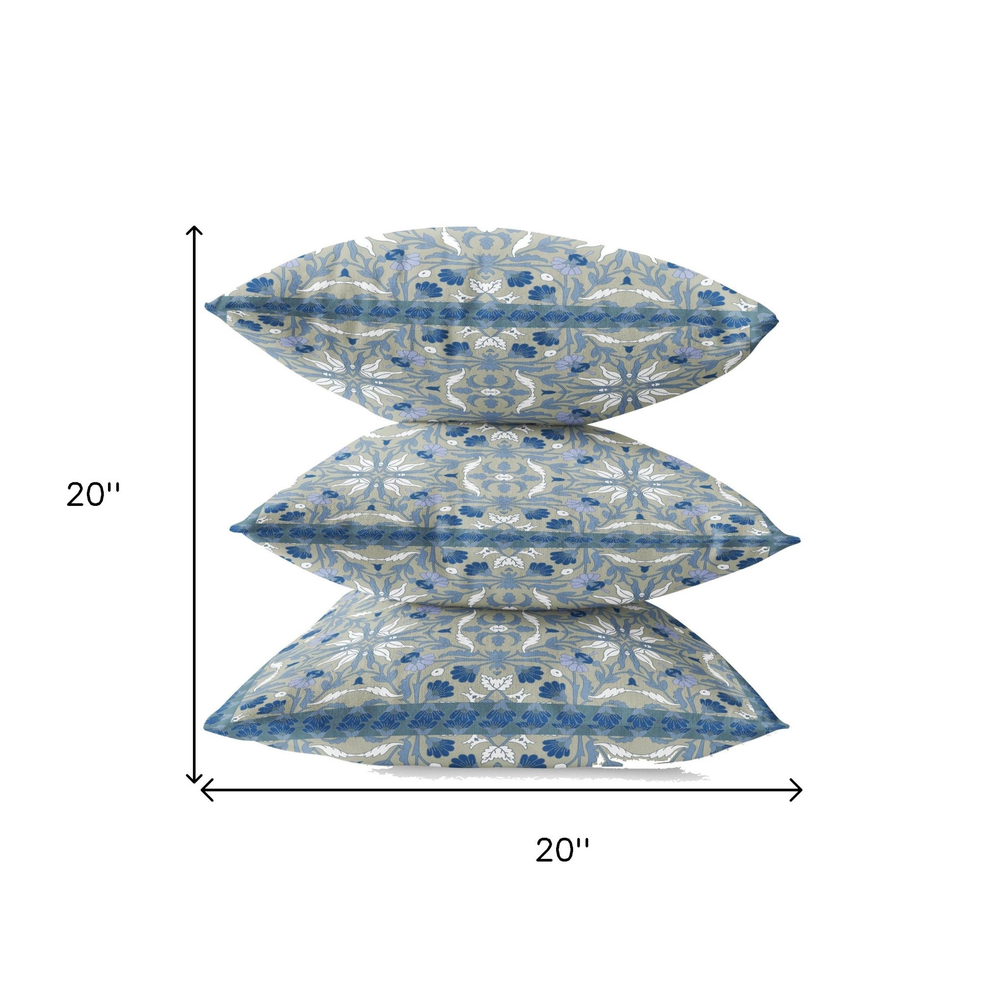 Cojín de gamuza con cremallera Grey Indigo Paisley de 18 "