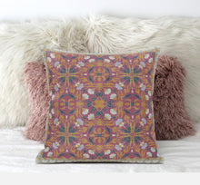 16” Magenta Orange Paisley Zippered Suede Throw Pillow