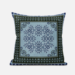 18" X 18" Light Blue Zippered Geometric Indoor Outdoor Throw Pillow