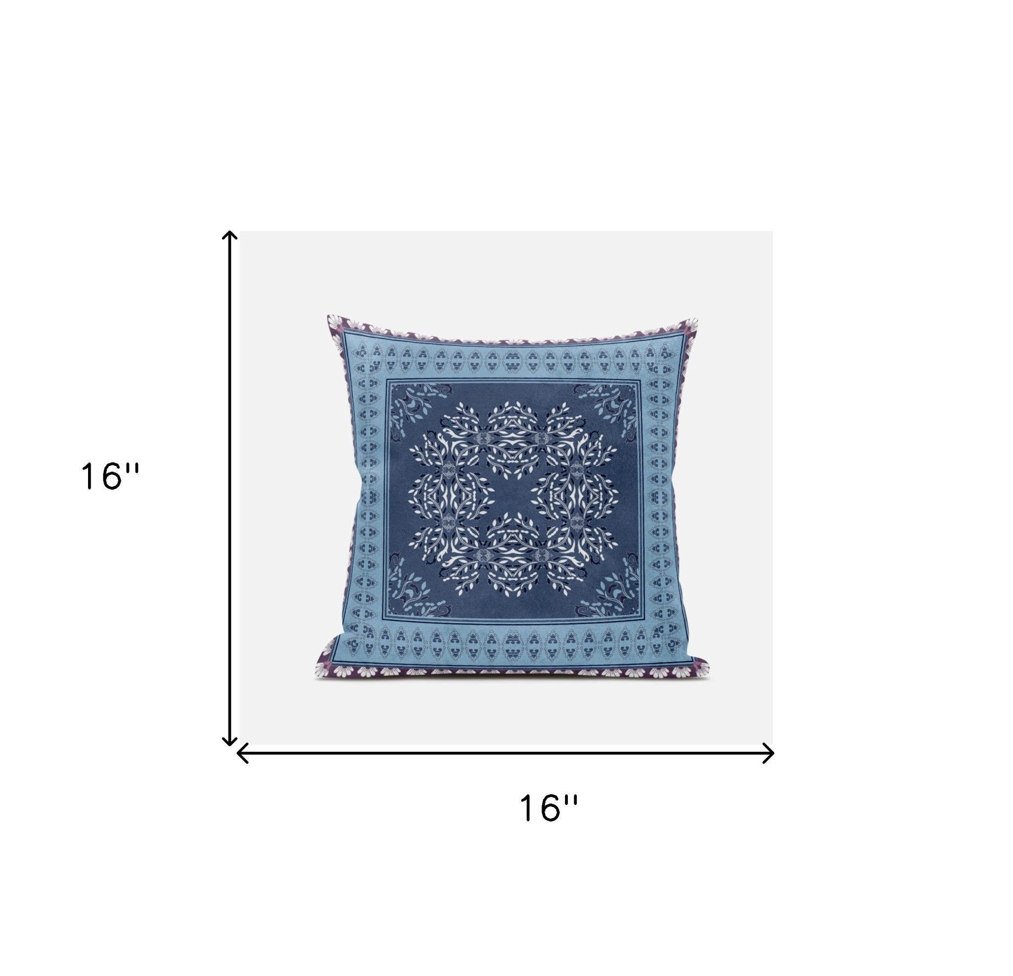 16" X 16" Magenta And Indigo Zippered Geometric Indoor Outdoor Throw Pillow