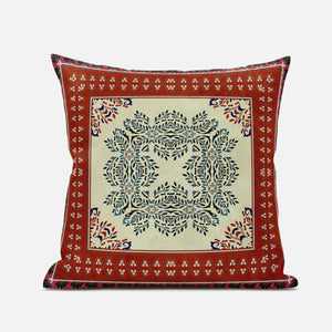 16" X 16" Pink And Indigo Zippered Geometric Indoor Outdoor Throw Pillow