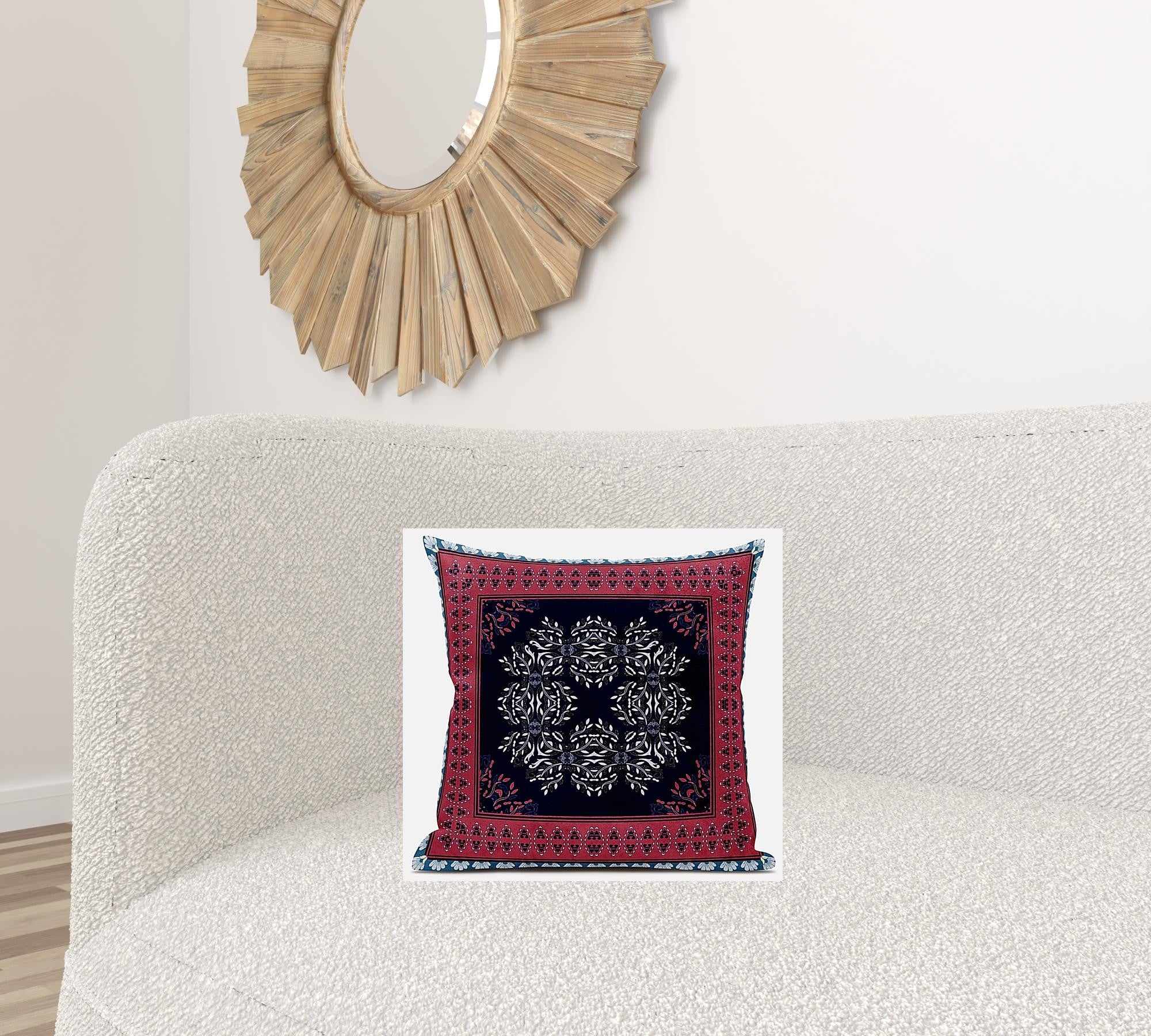 Cojín de gamuza con cremallera geométrico blanco azul claro de 16 "X 16"