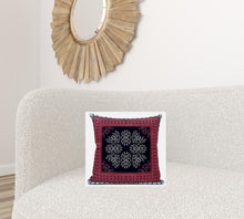 Cojín de gamuza con cremallera geométrico blanco azul claro de 16 