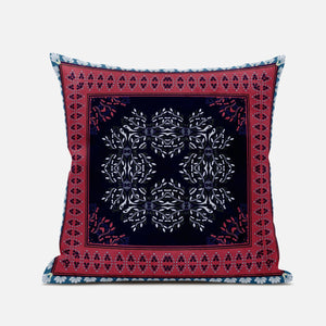 18" X 18" Light Blue White Geometric Zippered Suede Throw Pillow