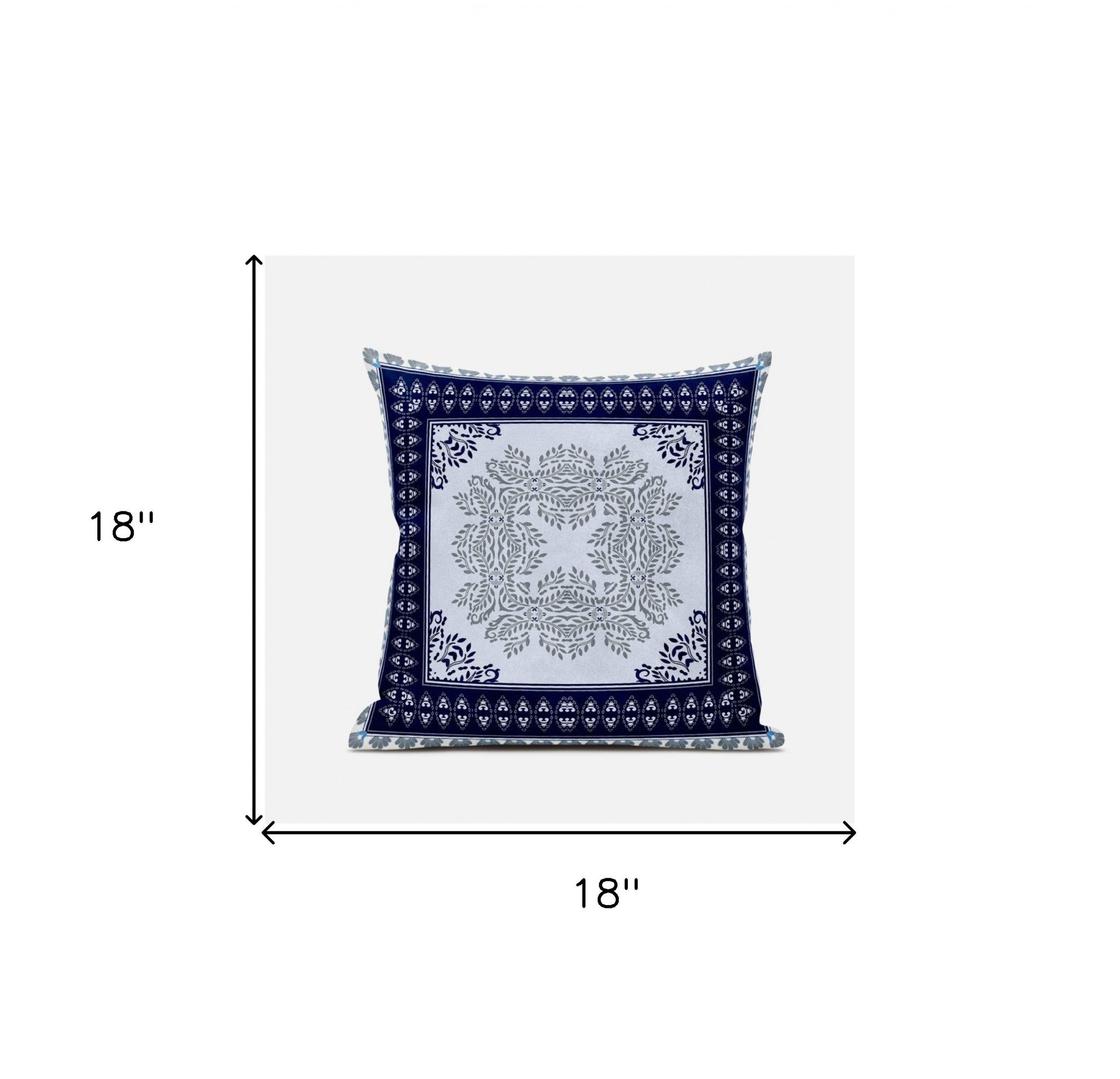 18" X 18" White Green Geometric Zippered Suede Throw Pillow