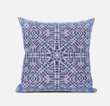 18” Lilac Blue Geostar Zippered Suede Throw Pillow