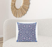 18” Lilac Blue Geostar Zippered Suede Throw Pillow