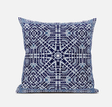 16” Indigo Blue Geostar Zippered Suede Throw Pillow